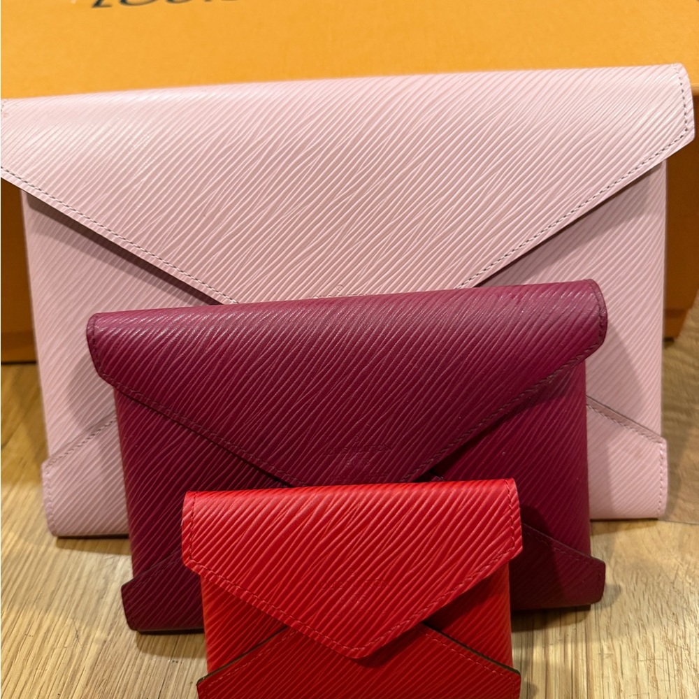 Louis Vuitton Pink, Burgundy, and Red Wallet Set